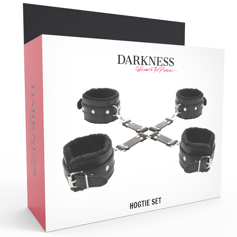 DARKNESS - LEATHER HANDCUFFS FOR FOOT AND HANDS BLACK - Amore24