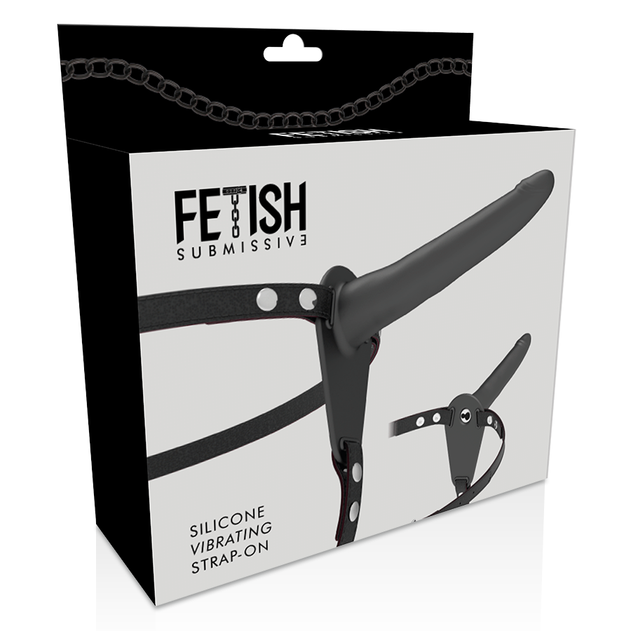 FETISH SUBMISSIVE HARNESS - BLACK SILICONE VIBRATOR 15 CM - Amore24