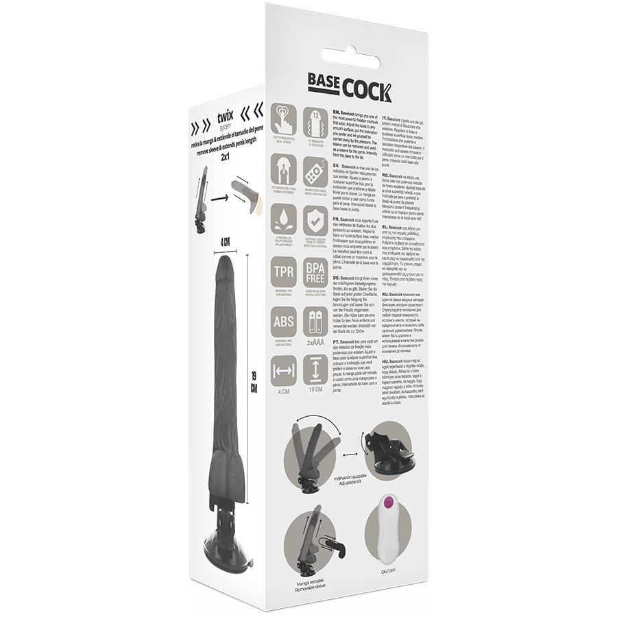 BASECOCK - REALISTIC VIBRATOR REMOTE CONTROL BLACK 19 CM -O- 4 CM - Amore24