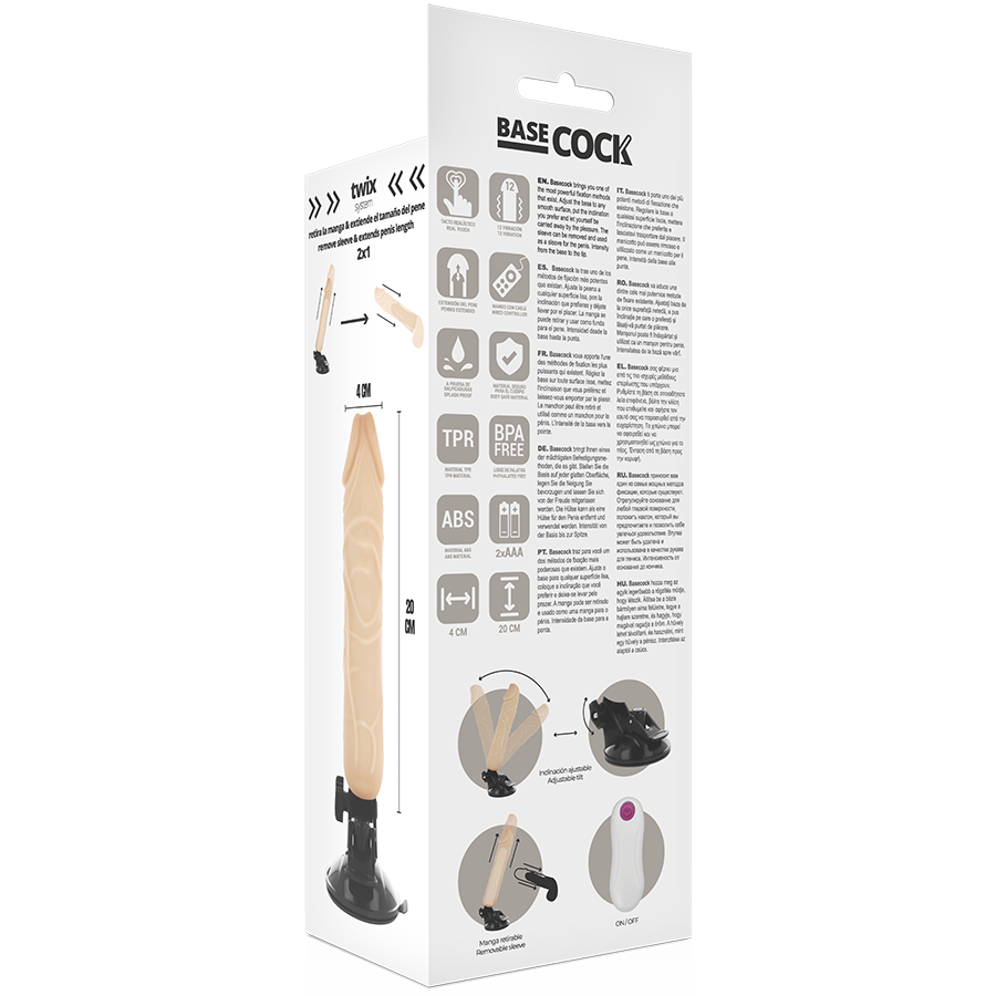 BASECOCK - REALISTIC VIBRATOR REMOTE CONTROL BLACK 20 CM -O- 4 CM - Amore24