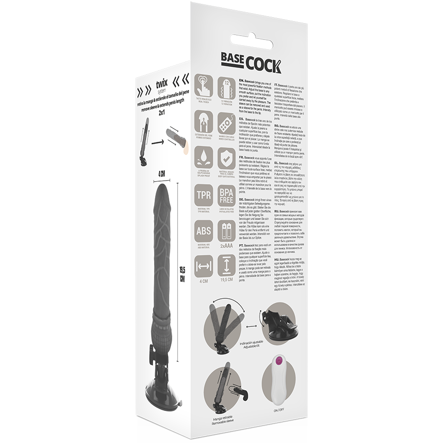 BASECOCK - REALISTIC VIBRATOR REMOTE CONTROL BLACK 19.5 CM -O- 4 CM - Amore24
