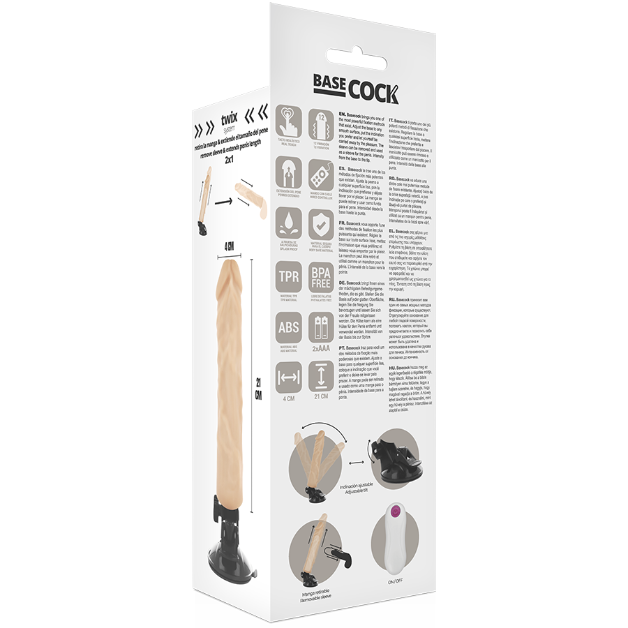 BASECOCK - REALISTIC VIBRATOR REMOTE CONTROL BLACK 21 CM -O- 4 CM - Amore24