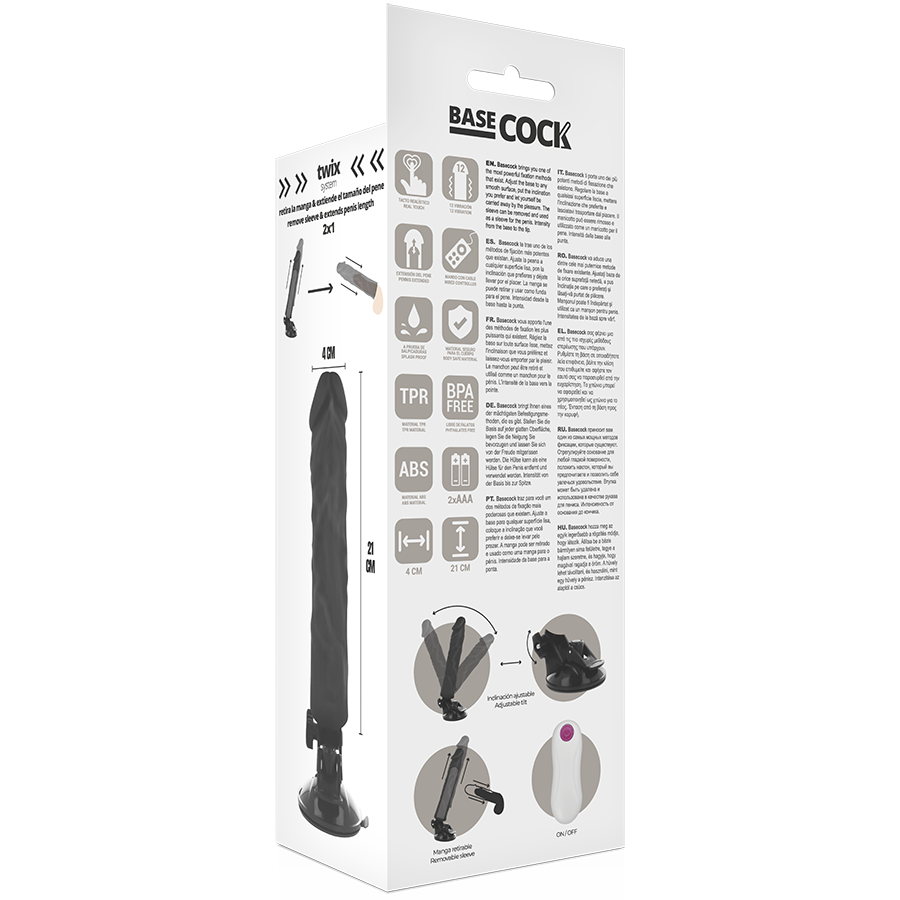 BASECOCK - REALISTIC VIBRATOR REMOTE CONTROL BLACK 21 CM -O- 4 CM - Amore24