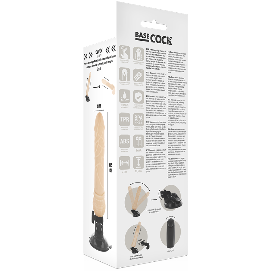 BASECOCK - REALISTIC VIBRATOR REMOTE CONTROL BLACK 19.5 CM -O- 4 CM - Amore24