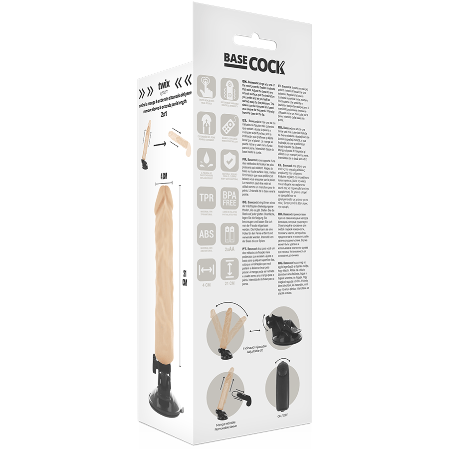 BASECOCK - REALISTIC VIBRATOR REMOTE CONTROL BLACK 21 CM - O - 4 CM - Amore24