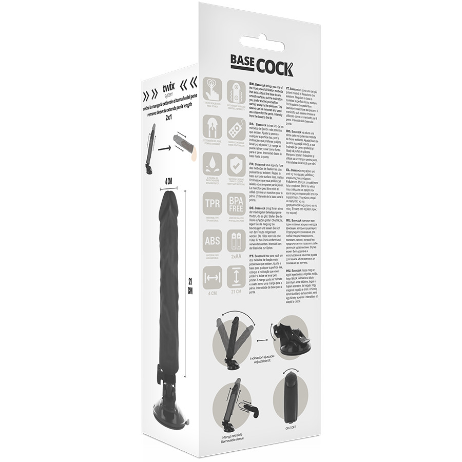 BASECOCK - REALISTIC VIBRATOR REMOTE CONTROL BLACK 21 CM - O - 4 CM - Amore24