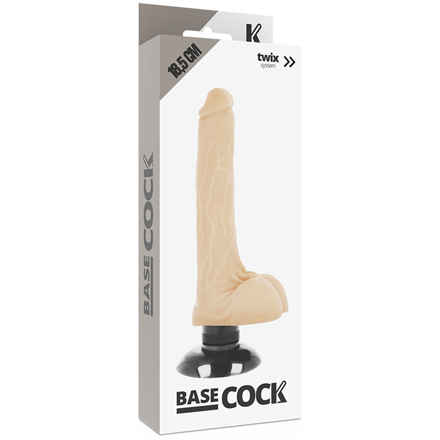 BASECOCK - REALISTIC VIBRATOR 2-1 BLACK 18.5 CM -O- 4 CM - Amore24