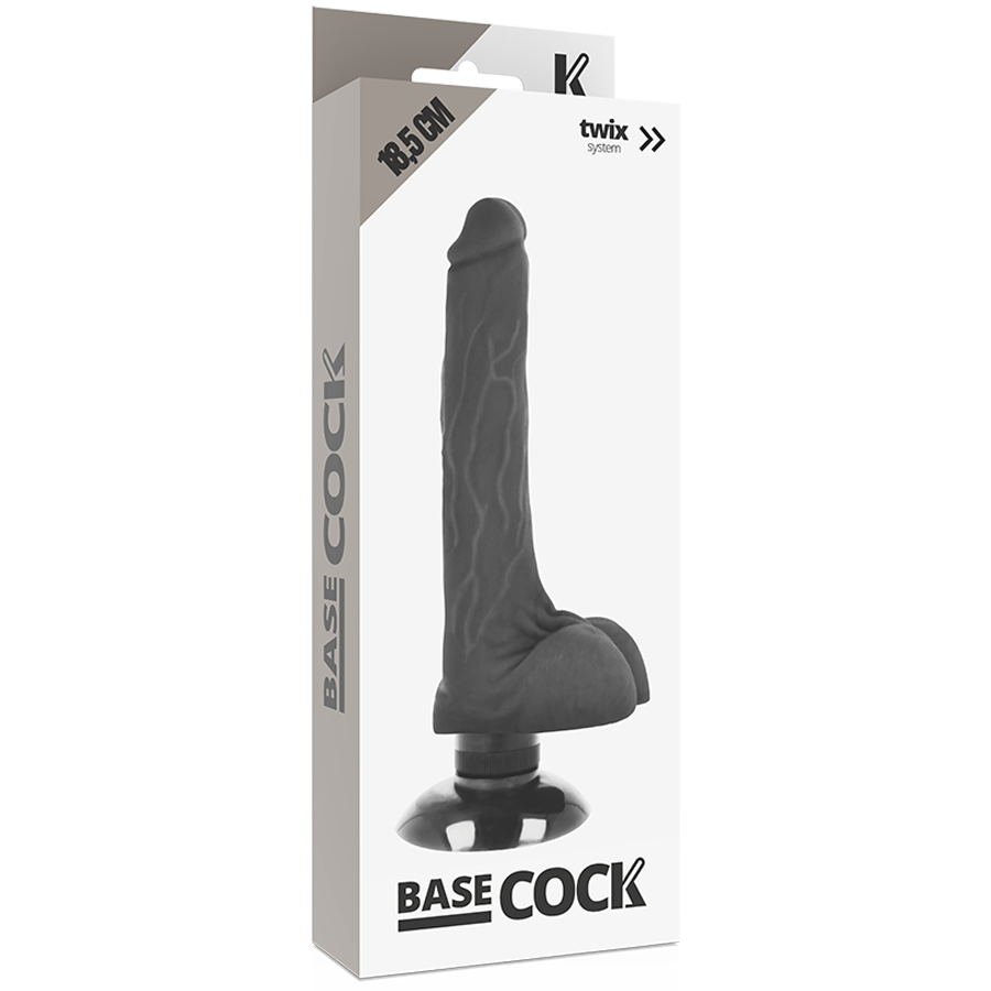 BASECOCK - REALISTIC VIBRATOR 2-1 BLACK 18.5 CM -O- 4 CM - Amore24