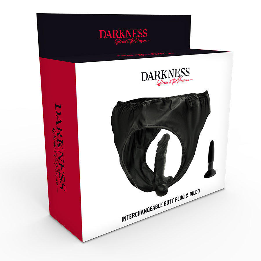 DARKNESS - PANTIES WITH PLUG AND INTERCHANGEABLE DILDO - Amore24