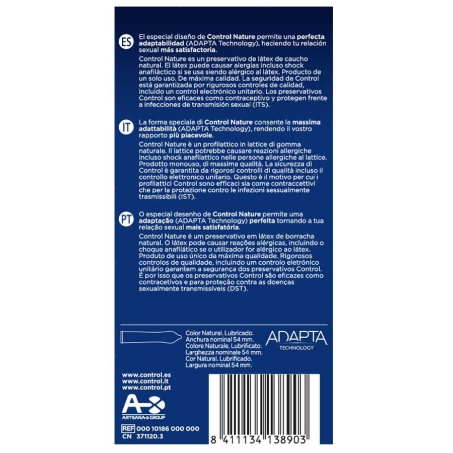 CONTROL - ADAPTA NATURE CONDOMS 12 UNITS - Amore24