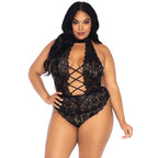 LEG AVENUE - FLORAL LACE CROTHLESS TEDDY PLUS SIZE - Amore24