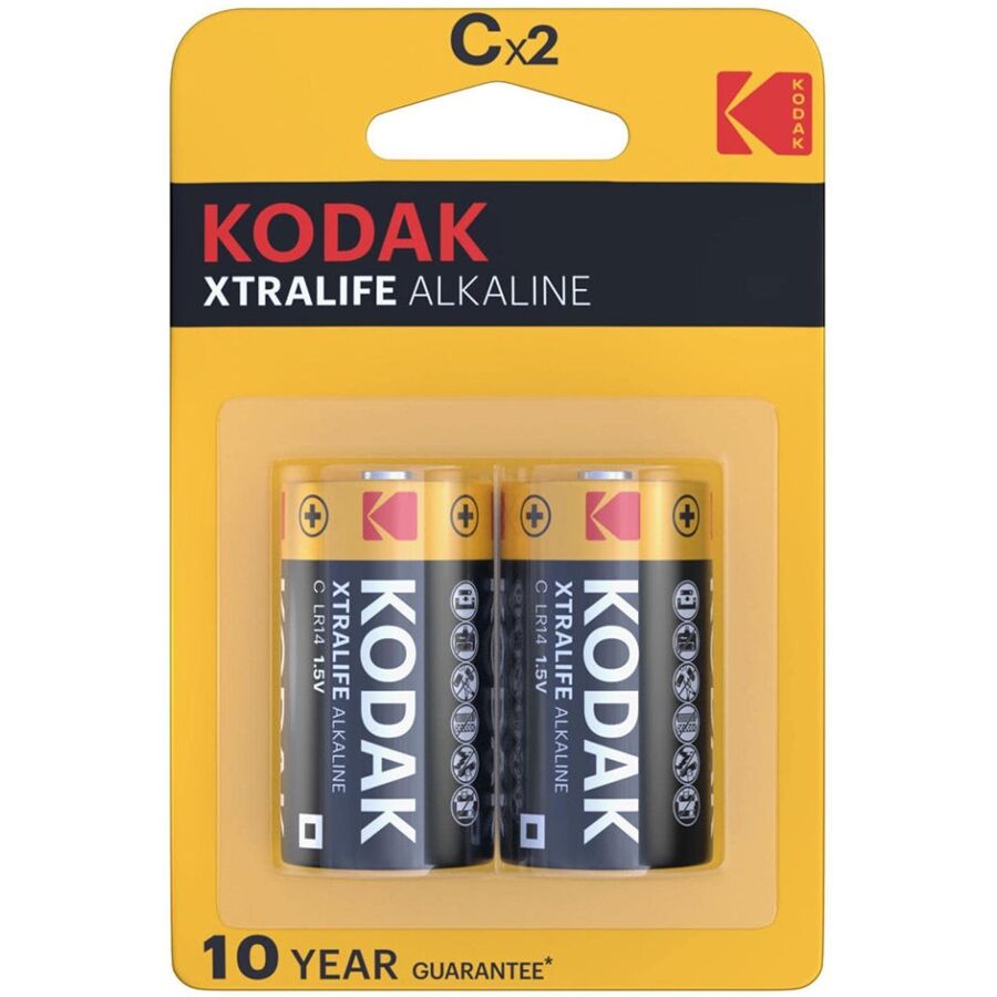 KODAK - XTRALIFE ALKALINE BATTERIES C X 2 UNITS - Amore24