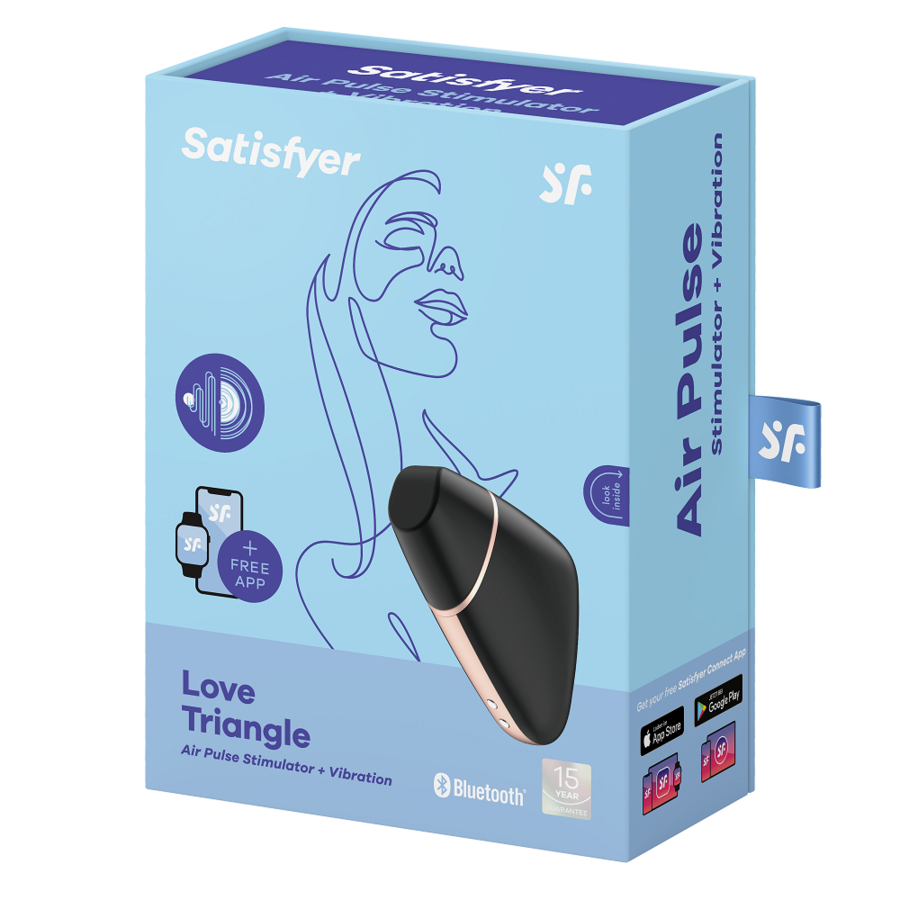 SATISFYER - LOVE TRIANGLE AIR PULSE STIMULATOR & VIBRATOR WHITE - Amore24
