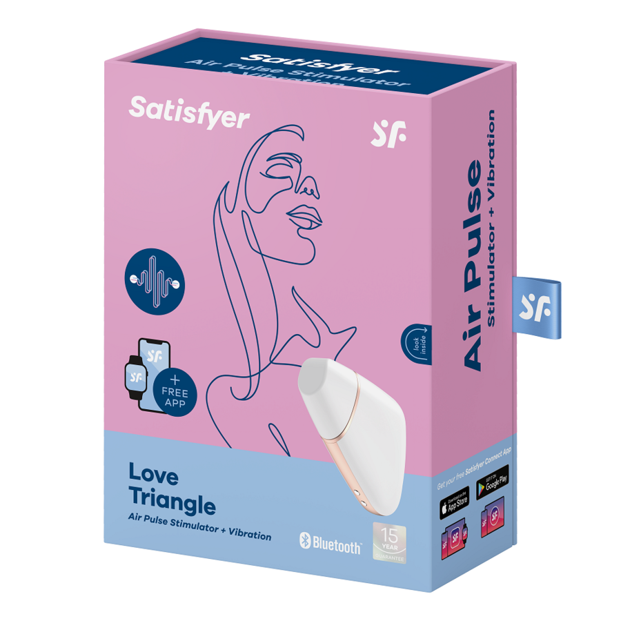 SATISFYER - LOVE TRIANGLE AIR PULSE STIMULATOR & VIBRATOR WHITE - Amore24