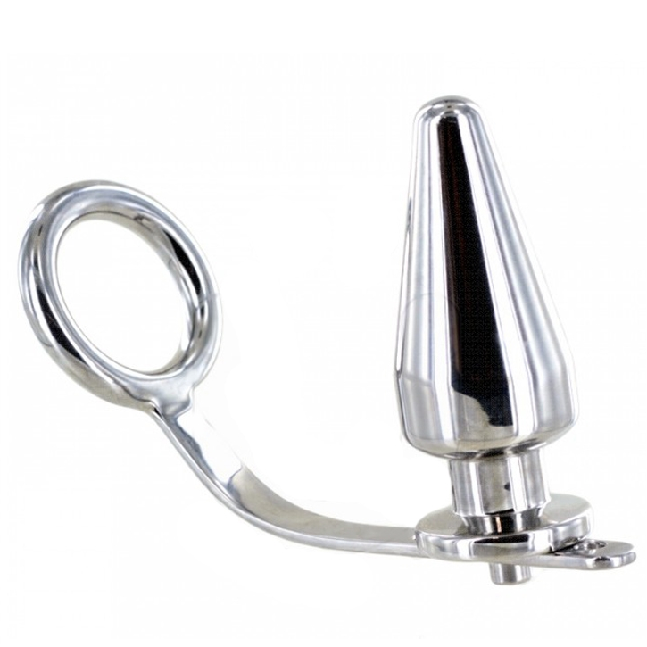 METAL HARD - STEEL RING WITH ANAL PLUG 45 X 45MM - Amore24
