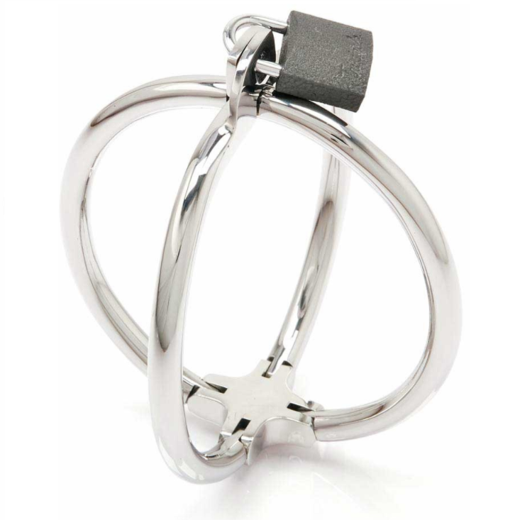 METAL HARD - CRISS CROSS HANDCUFF STAINLESS STEEL RESTRAINTS - Amore24