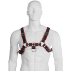 LEATHER BODY - CHAIN HARNESS III BLACK / RED - Amore24