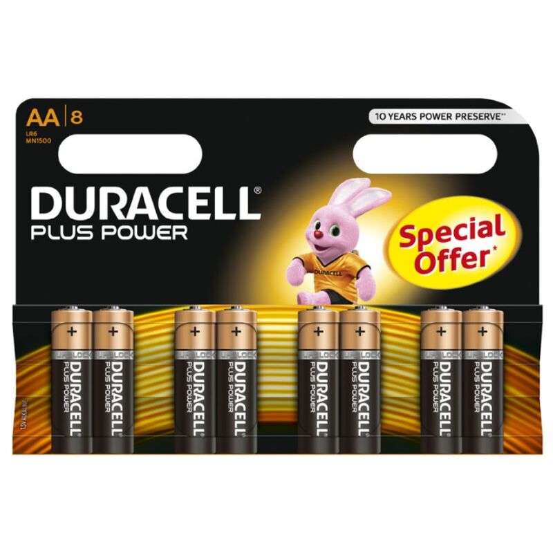 DURACELL - PLUS POWER BATTERY AA LR6 8UNITS - Amore24