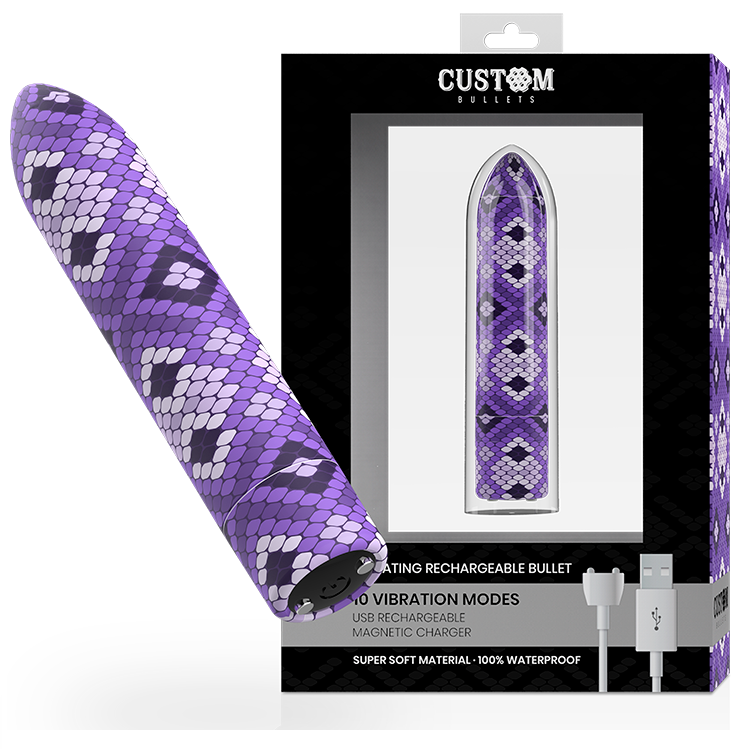 CUSTOM BULLETS - RECHARGEABLE SNAKE PURPLE MAGNETIC BULLET 10 INTENSITIES - Amore24