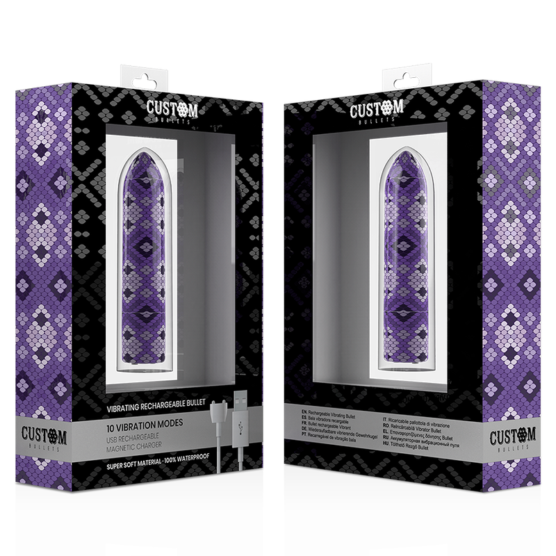 CUSTOM BULLETS - RECHARGEABLE SNAKE PURPLE MAGNETIC BULLET 10 INTENSITIES - Amore24