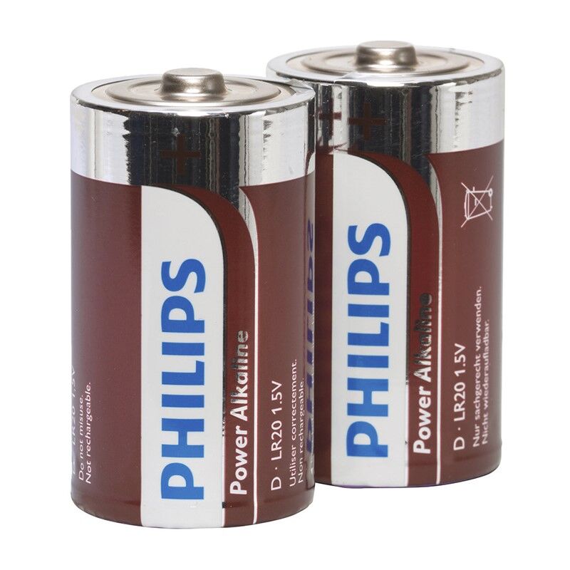 PHILIPS - POWER ALKALINE PILA D LR20 PACK 2 - Amore24
