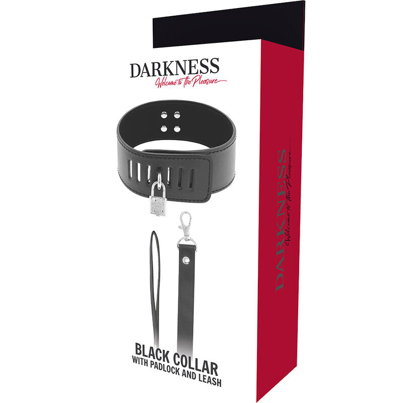 DARKNESS - BDSM COLLAR WITH BLACK LOCK - Amore24