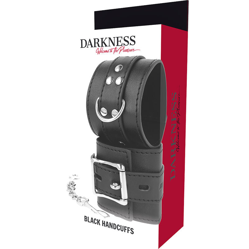 DARKNESS - BLACK LEATHER HANDCUFFS - Amore24