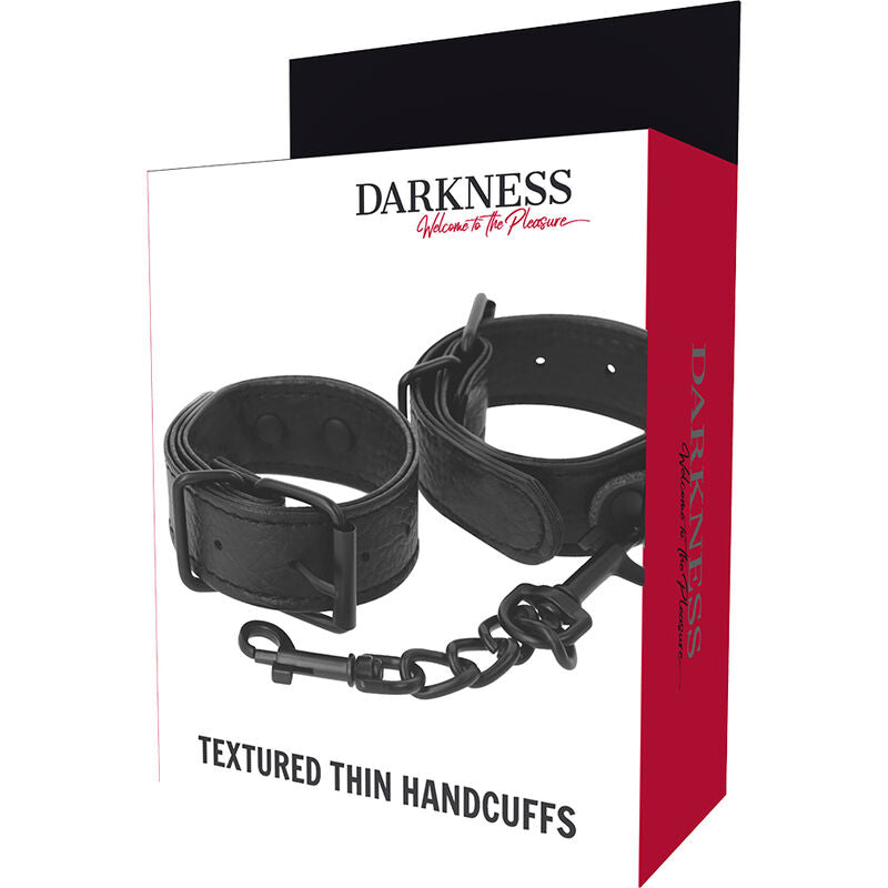 DARKNESS - WIDE THIN TEXTURED HANDCUFFS - Amore24