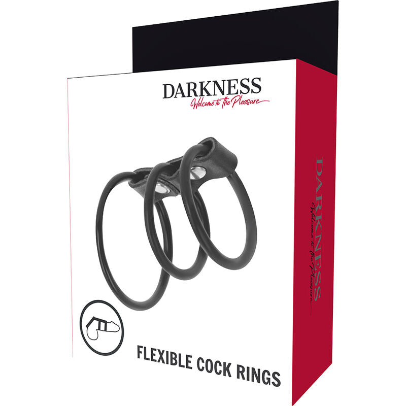 DARKNESS - SET OF 3 FLEXIBLE PENIS RINGS - Amore24
