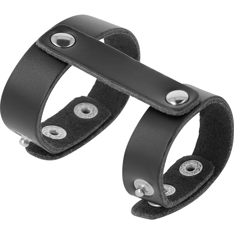 DARKNESS - LEATHER ADJUSTABLE PENIS AND TESTICLE RING - Amore24