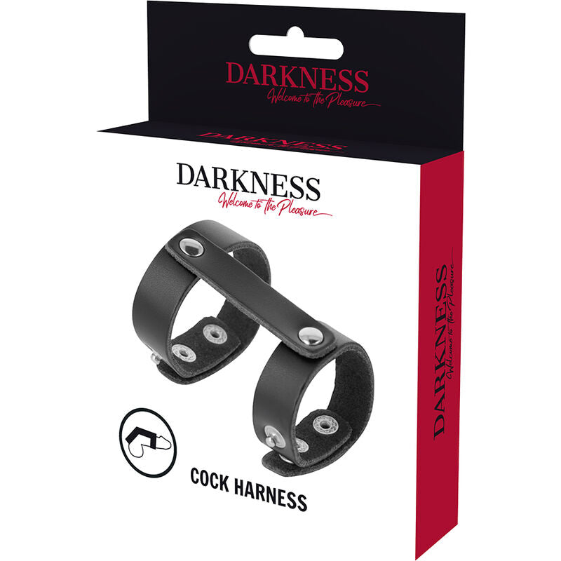 DARKNESS - LEATHER ADJUSTABLE PENIS AND TESTICLE RING - Amore24