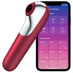 SATISFYER - DUAL LOVE VIBRATOR AND SUCTIONER WITH PULSED AIR RED - Amore24
