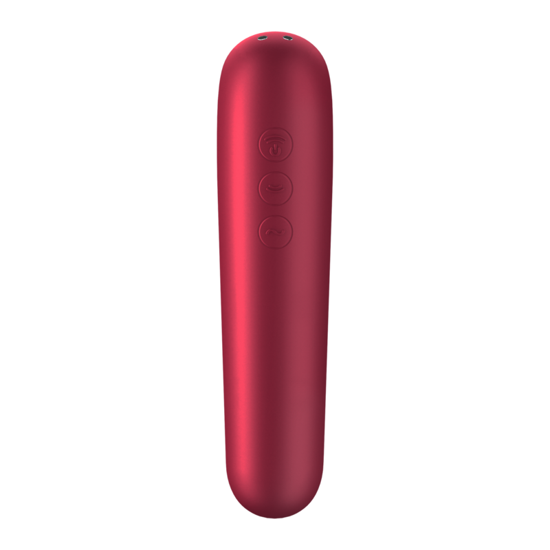 SATISFYER - DUAL LOVE VIBRATOR AND SUCTIONER WITH PULSED AIR RED - Amore24
