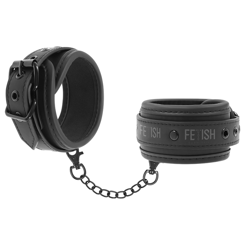 FETISH SUBMISSIVE - VEGAN LEATHER HANDCUFFS WITH NOPRENE LINING - Amore24