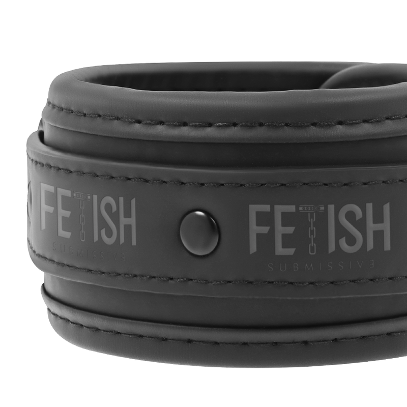 FETISH SUBMISSIVE - VEGAN LEATHER NECKLACE AND HANDCUFFS WITH NOPRENE LINING - Amore24