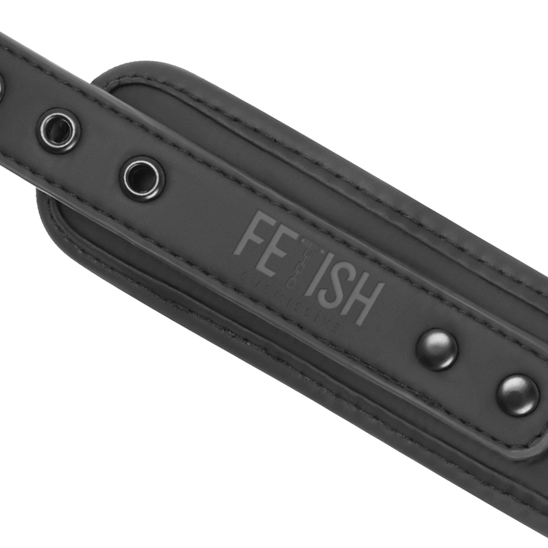 FETISH SUBMISSIVE - VEGAN LEATHER NECKLACE AND HANDCUFFS WITH NOPRENE LINING - Amore24