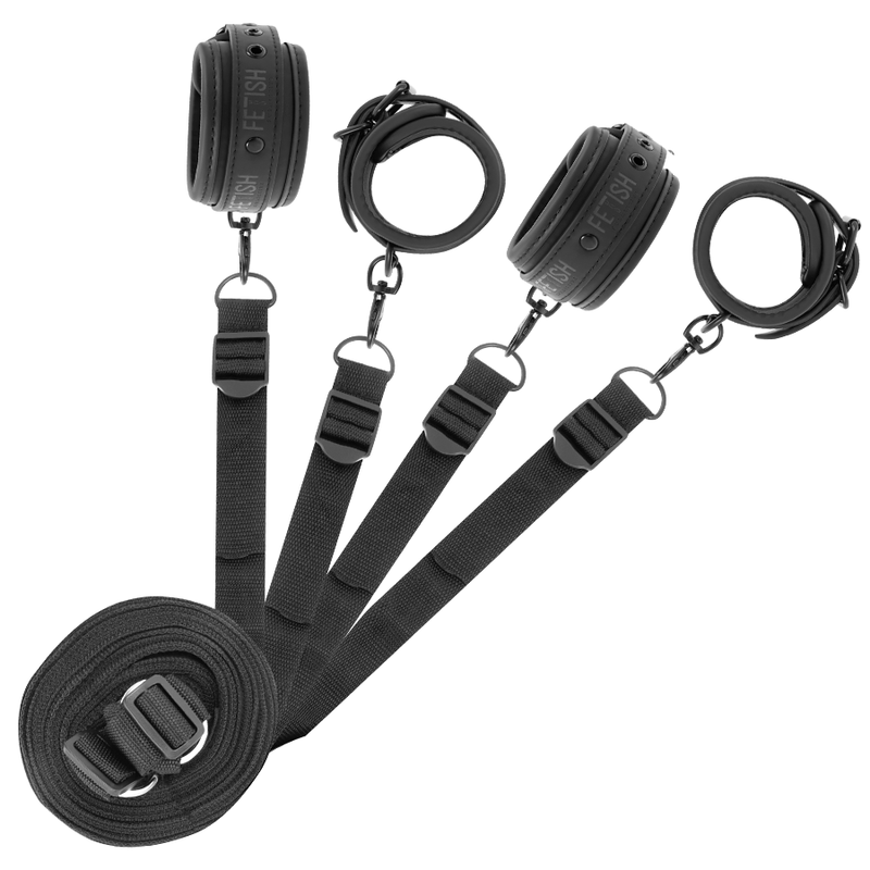 FETISH SUBMISSIVE - SET OF HANDCUFFS AND TIES WITH NOPRENE LINING - Amore24