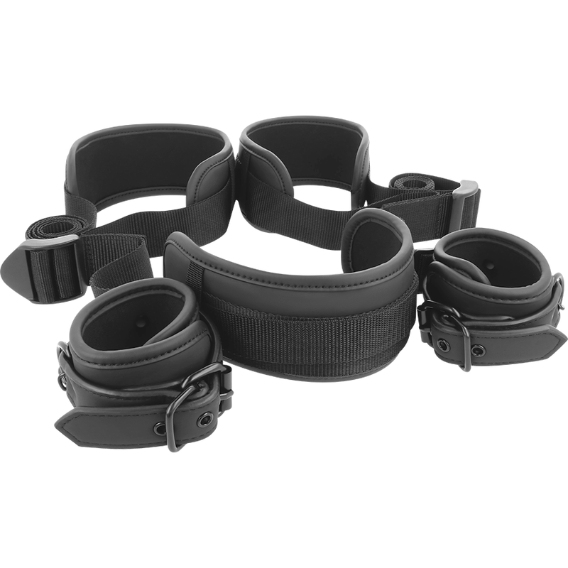FETISH SUBMISSIVE - MASTER POSITION WITH 4 NOPRENE-LINED HANDCUFFS - Amore24
