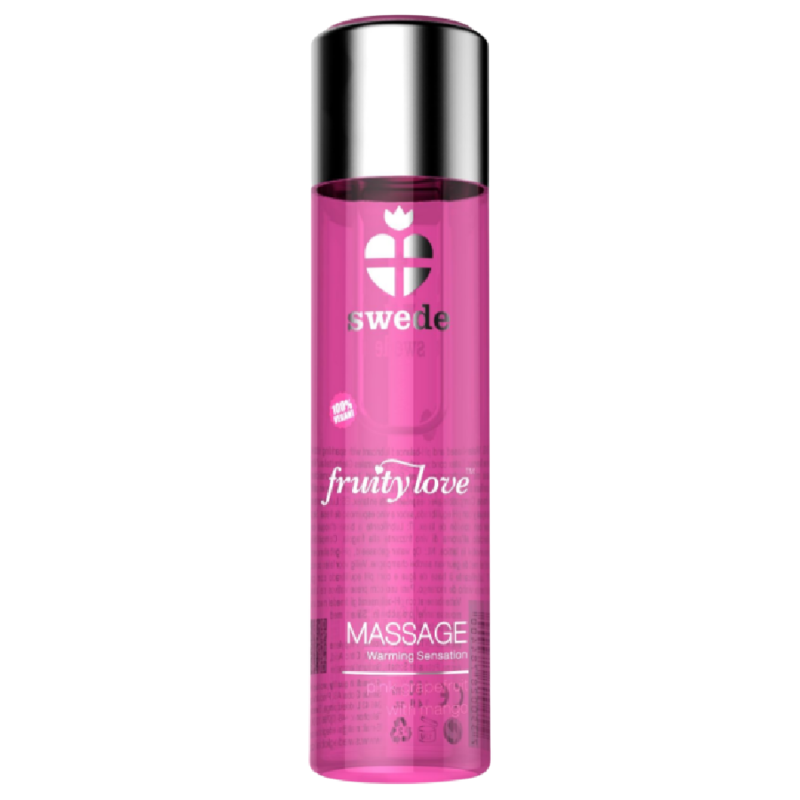 SWEDE - FRUITY LOVE WARMING EFFECT MASSAGE OIL PINK RASPBERRY AND RHUBARB 120 ML - Amore24