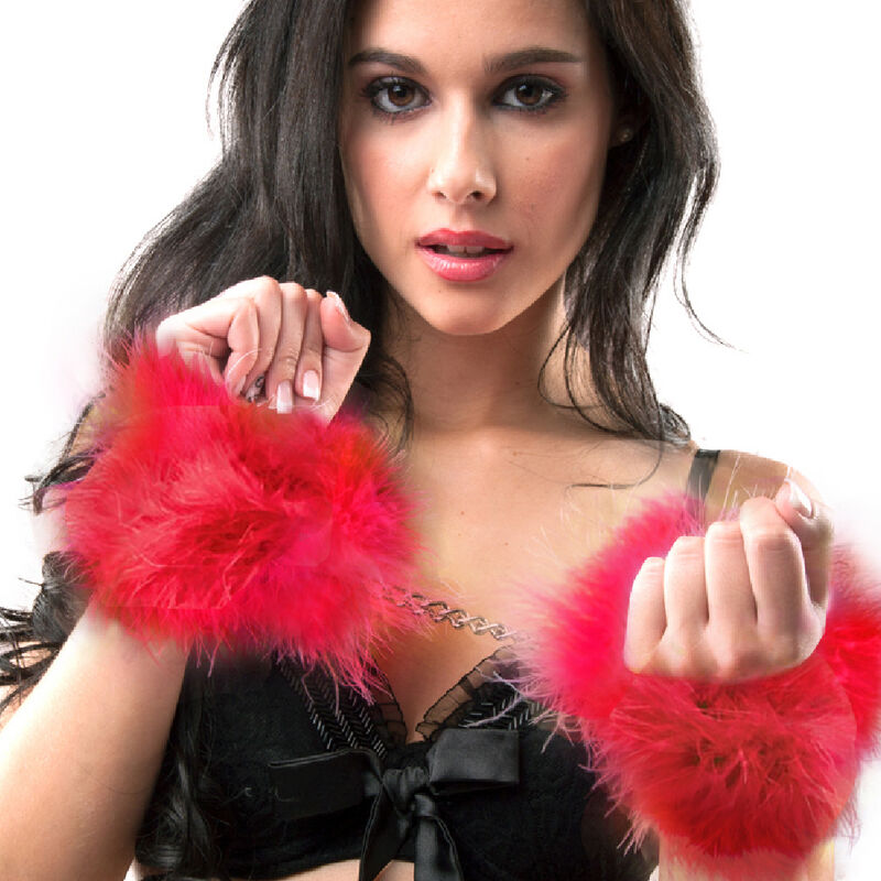 SECRETPLAY - RED MARABOU HANDCUFFS - Amore24