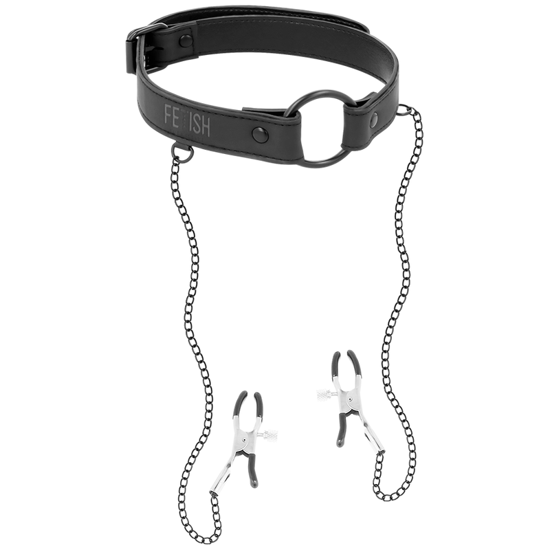 FETISH SUBMISSIVE - GAG RING WITH NIPPLE CLAMPS - Amore24