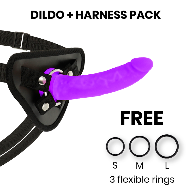 DELTA CLUB - TOYS HARNESS + DONG PURPLE SILICONE 17 CM -O- 3 CM - Amore24