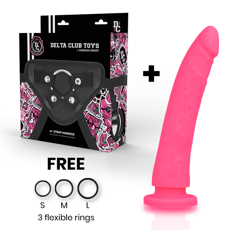 DELTA CLUB - TOYS HARNESS + DONG PINK SILICONE 20 CM -O- 4 CM - Amore24