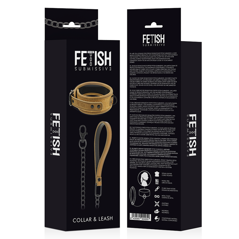 FETISH SUBMISSIVE ORIGEN - NEOPRENE LINED NECKLACE WITH CHAIN - Amore24