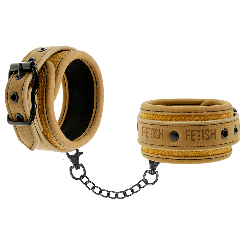 FETISH SUBMISSIVE ORIGEN - VEGAN LEATHER HANDCUFFS WITH NEOPRENE LINING - Amore24