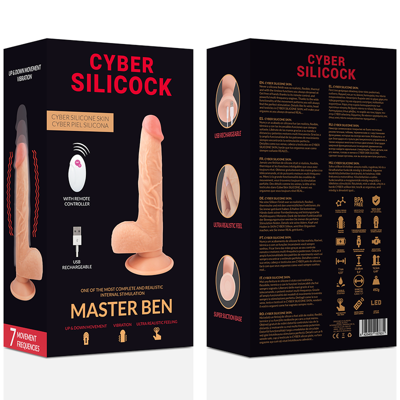 CYBER SILICOCK - REMOTE CONTROL REALISTIC MASTER BEN 23.88 CM -O- 4.3 CM - Amore24