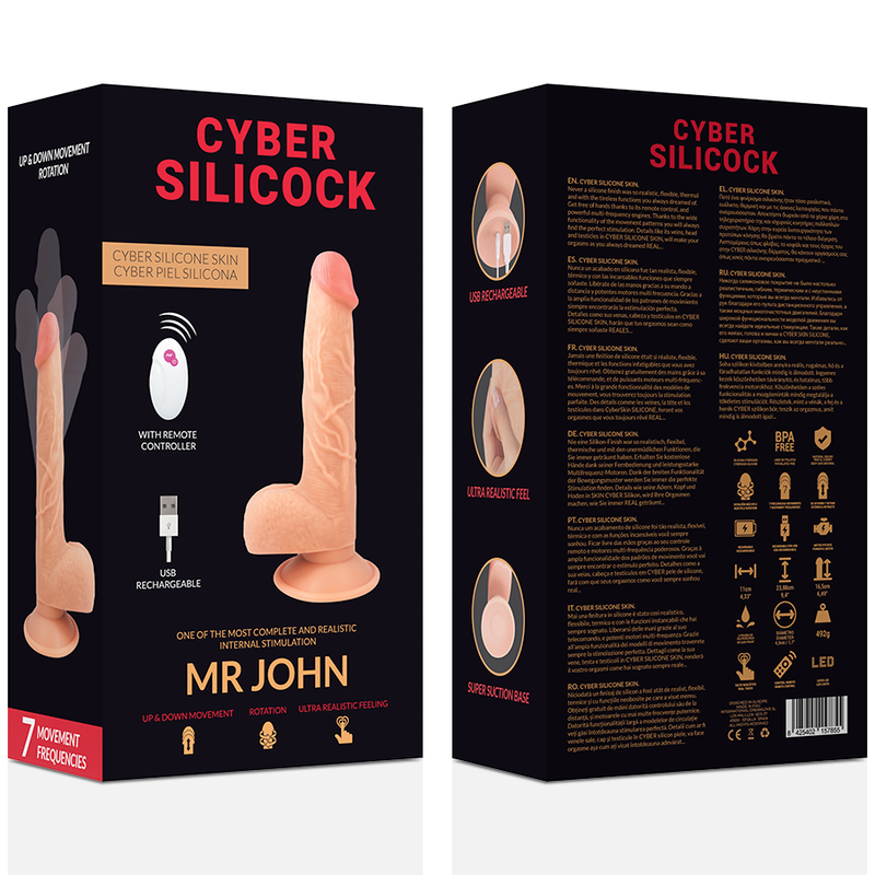 CYBER SILICOCK - REMOTE CONTROL REALISTIC MR JOHN 23.88 CM -O- 4.3 CM - Amore24