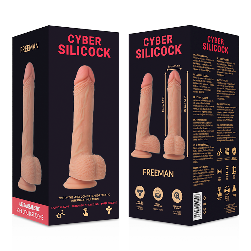 CYBER SILICOCK - FREEMAN ULTRA REALISTIC SOFT LIQUID SILICONE 20 CM -O- 3.8 CM - Amore24