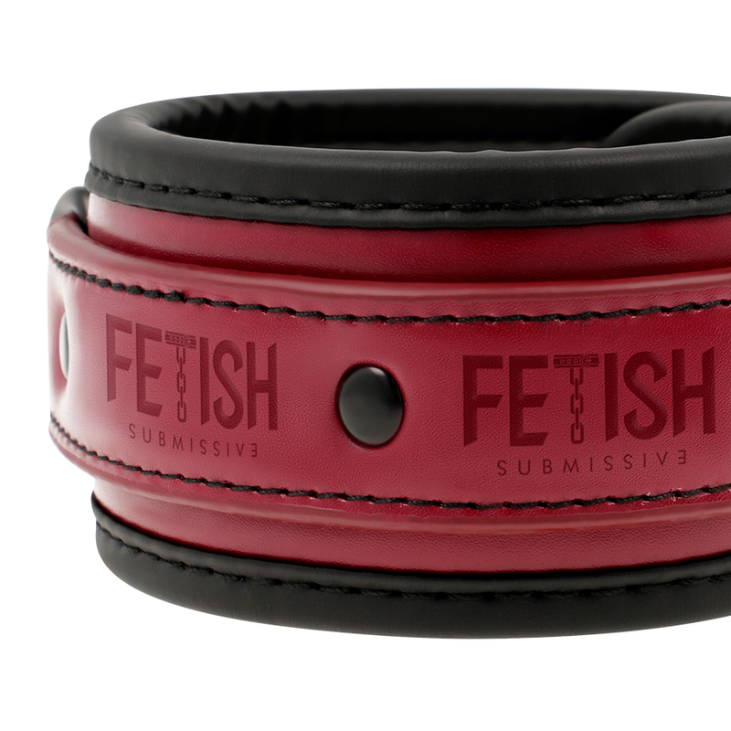 FETISH SUBMISSIVE DARK ROOM - VEGAN LEATHER HANDCUFFS WITH NEOPRENE LINING - Amore24