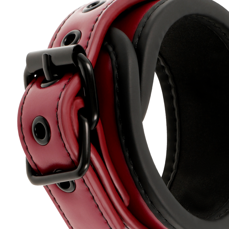 FETISH SUBMISSIVE DARK ROOM - VEGAN LEATHER HANDCUFFS WITH NEOPRENE LINING - Amore24